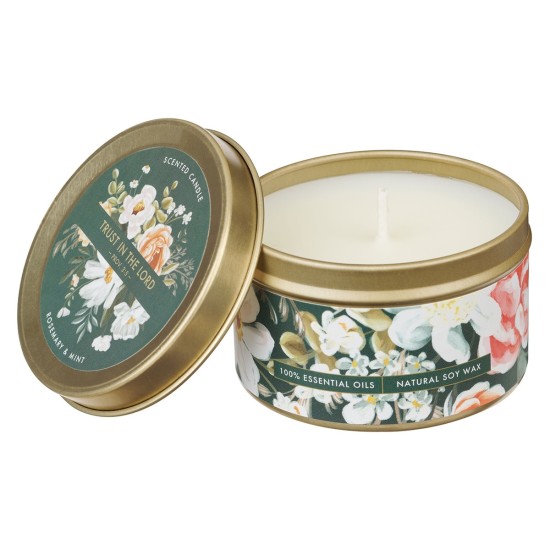 Trust in the Lord Rosemary and Mint Candle in a Tin - Proverbs 3:5 Trust in the Lord Rosemary and Mint Candle in a Tin - Proverbs 3:5
