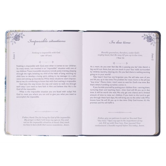 Moments With God For Moms Navy Faux Leather Daily Devotional