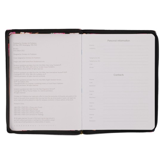 2023 Grace Upon Grace Large Zippered Floral Faux Leather 18-Month Planner For Women - John 1:16 2023 Grace Upon Grace Large Zippered Floral Faux Leather 18-Month Planner For Women - John 1:16