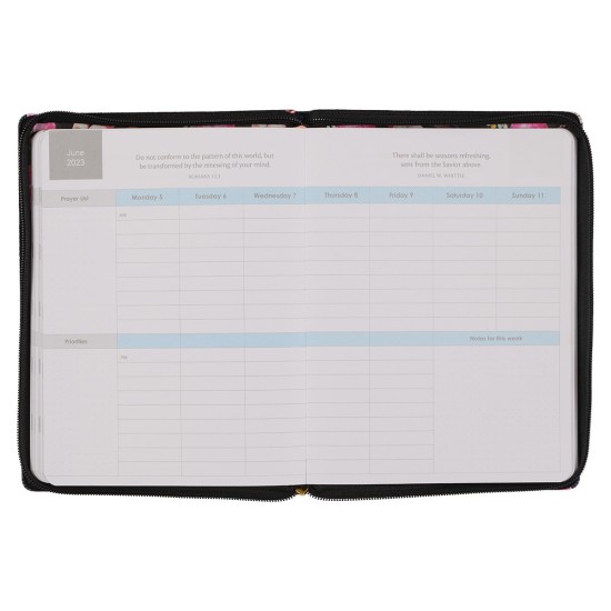 2023 Grace Upon Grace Large Zippered Floral Faux Leather 18-Month Planner For Women - John 1:16 2023 Grace Upon Grace Large Zippered Floral Faux Leather 18-Month Planner For Women - John 1:16