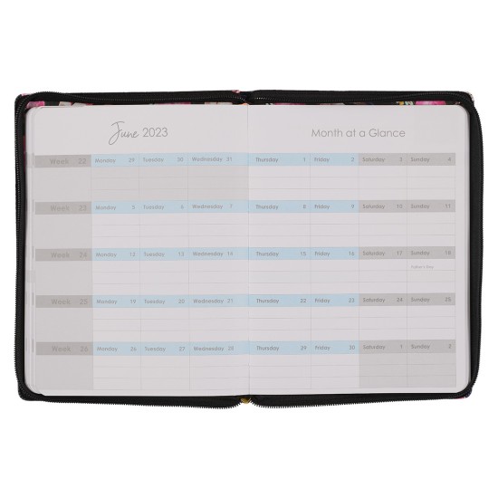2023 Grace Upon Grace Large Zippered Floral Faux Leather 18-Month Planner For Women - John 1:16 2023 Grace Upon Grace Large Zippered Floral Faux Leather 18-Month Planner For Women - John 1:16