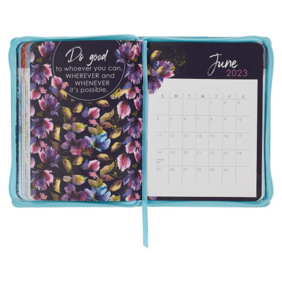 2023 Amazing Grace Full-color Large Zippered Blue Floral Faux Leather 12-Month Planner for Women 2023 Amazing Grace Full-color Large Zippered Blue Floral Faux Leather 12-Month Planner for Women