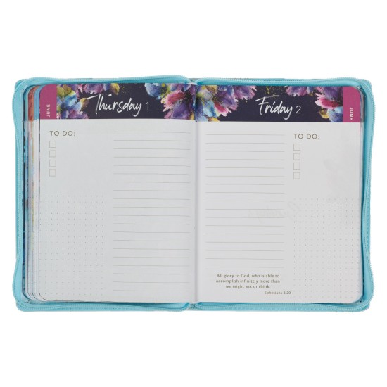 2023 Amazing Grace Full-color Large Zippered Blue Floral Faux Leather 12-Month Planner for Women 2023 Amazing Grace Full-color Large Zippered Blue Floral Faux Leather 12-Month Planner for Women