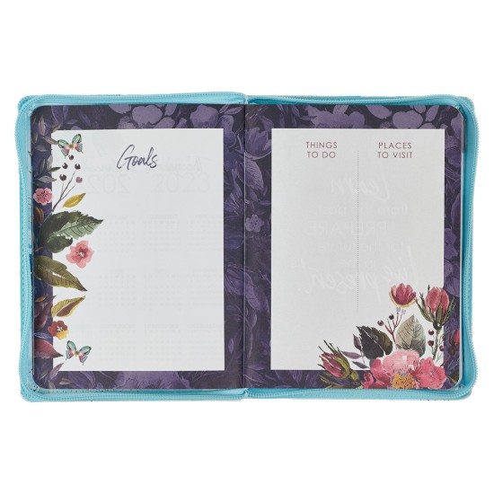 2023 Amazing Grace Full-color Large Zippered Blue Floral Faux Leather 12-Month Planner for Women 2023 Amazing Grace Full-color Large Zippered Blue Floral Faux Leather 12-Month Planner for Women