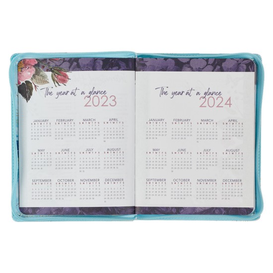 2023 Amazing Grace Full-color Large Zippered Blue Floral Faux Leather 12-Month Planner for Women 2023 Amazing Grace Full-color Large Zippered Blue Floral Faux Leather 12-Month Planner for Women