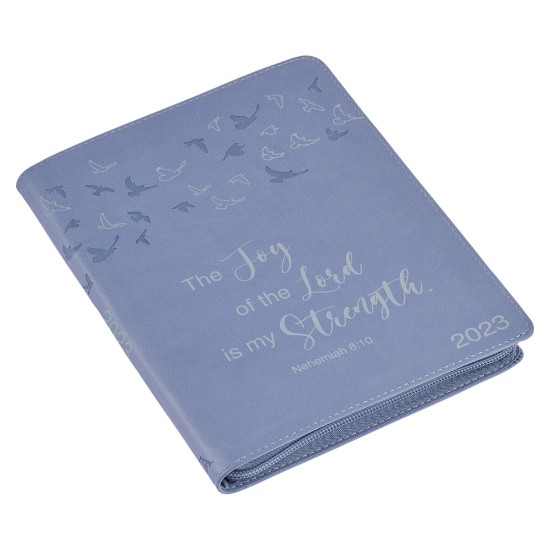 2023 Joy Large Zippered Blue Faux Leather 18-Month Planner for Women - Nehemiah 8:10 2023 Joy Large Zippered Blue Faux Leather 18-Month Planner for Women - Nehemiah 8:10