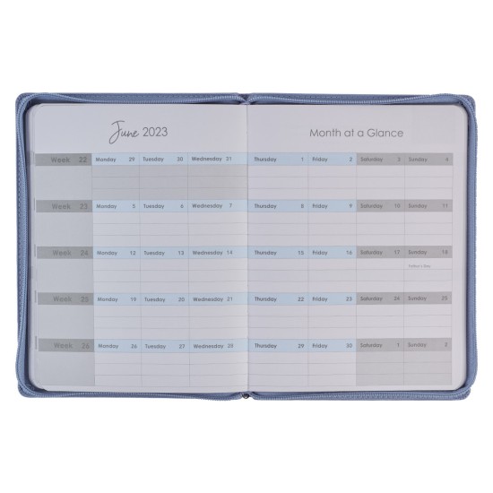 2023 Joy Large Zippered Blue Faux Leather 18-Month Planner for Women - Nehemiah 8:10 2023 Joy Large Zippered Blue Faux Leather 18-Month Planner for Women - Nehemiah 8:10