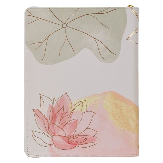 2026 Be Still Large Zippered Pink Faux Leather 18-month Planner for Women