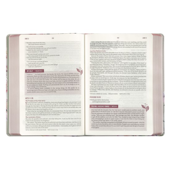 Pearlized Gray Floral Faux Leather NLT Everyday Devotional Bible for Women