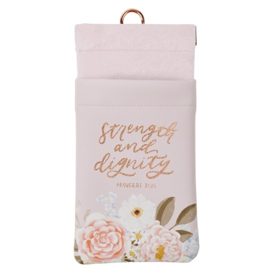 Strength and Dignity Pink Floral Faux Leather Double Eyeglass Case - Proverbs 31:25 Strength and Dignity Pink Floral Faux Leather Double Eyeglass Case - Proverbs 31:25