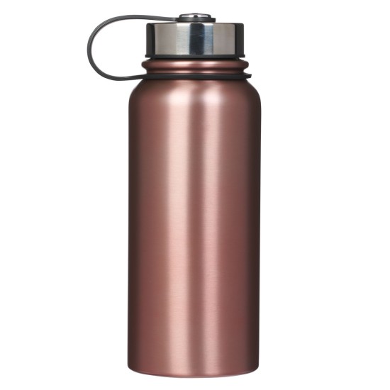 Through Christ Fluted Iris Rose Gold Stainless Steel Water Bottle - Philippians 4:13