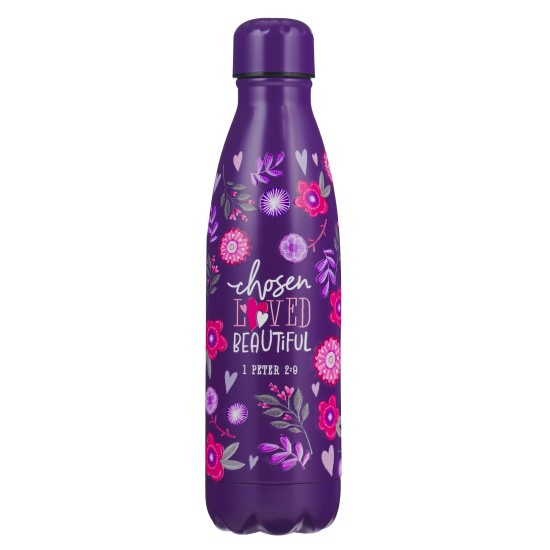 Chosen Loved Beautiful Purple Stainless Steel Water Bottle - 1 Peter 2:9 Chosen Loved Beautiful Purple Stainless Steel Water Bottle - 1 Peter 2:9
