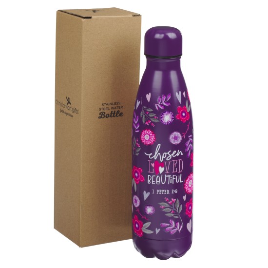 Chosen Loved Beautiful Purple Stainless Steel Water Bottle - 1 Peter 2:9 Chosen Loved Beautiful Purple Stainless Steel Water Bottle - 1 Peter 2:9