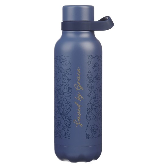 Saved by Grace Blue Floral Stainless Steel Water Bottle