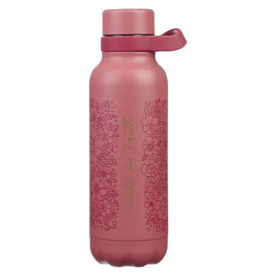 Walk by Faith Rose Floral Stainless Steel Water Bottle