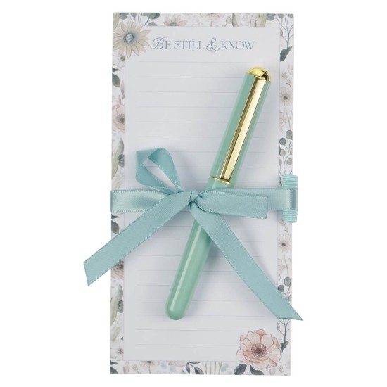 Teal Meadow Magnetic Notepad and Pen Gift Set - Psalm 46:10 Teal Meadow Magnetic Notepad and Pen Gift Set - Psalm 46:10