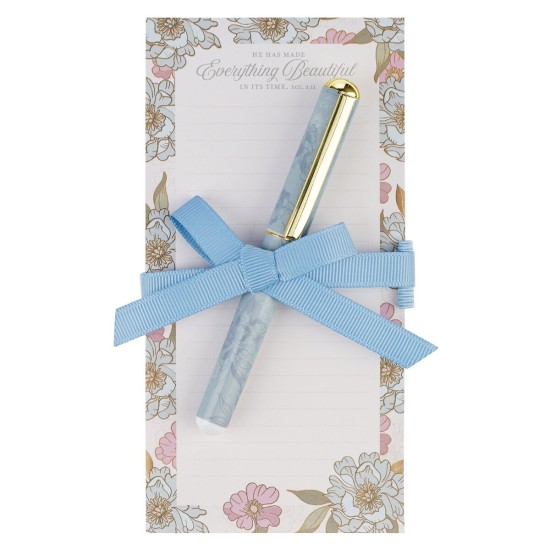 Everything Beautiful Whimsical Blooms Magnetic Notepad and Pen Gift Set - Ecclesiastes 3:11 Everything Beautiful Whimsical Blooms Magnetic Notepad and Pen Gift Set - Ecclesiastes 3:11
