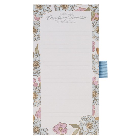 Everything Beautiful Whimsical Blooms Magnetic Notepad and Pen Gift Set - Ecclesiastes 3:11