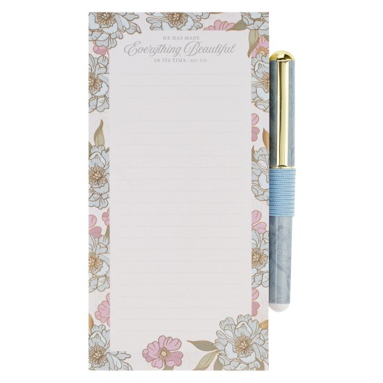 Everything Beautiful Whimsical Blooms Magnetic Notepad and Pen Gift Set - Ecclesiastes 3:11 Everything Beautiful Whimsical Blooms Magnetic Notepad and Pen Gift Set - Ecclesiastes 3:11