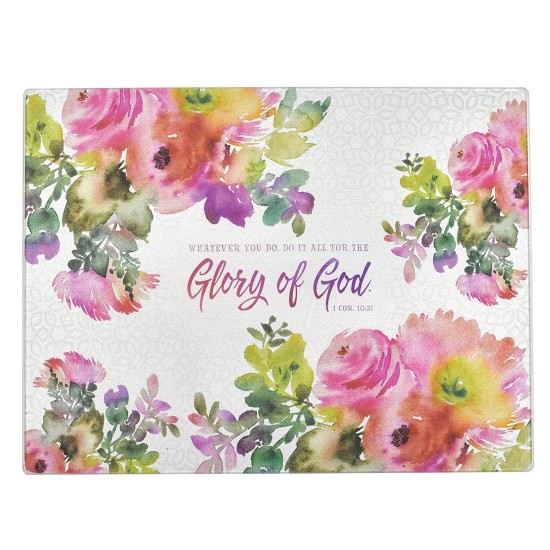 To The Glory of God Large Glass Cutting Board - 1 Corinthians 10:31