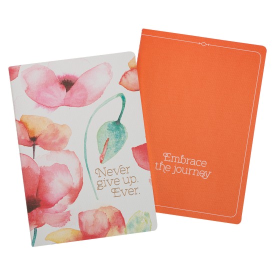 Never Give Up Coral Poppies Notebook Set