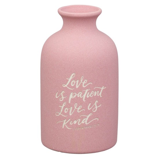 Love is Patient Pink Ceramic Table Vase - 1 Corinthians 13:4
