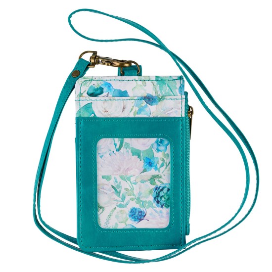 Be Still and Know Floral Teal Faux Leather ID Card Holder