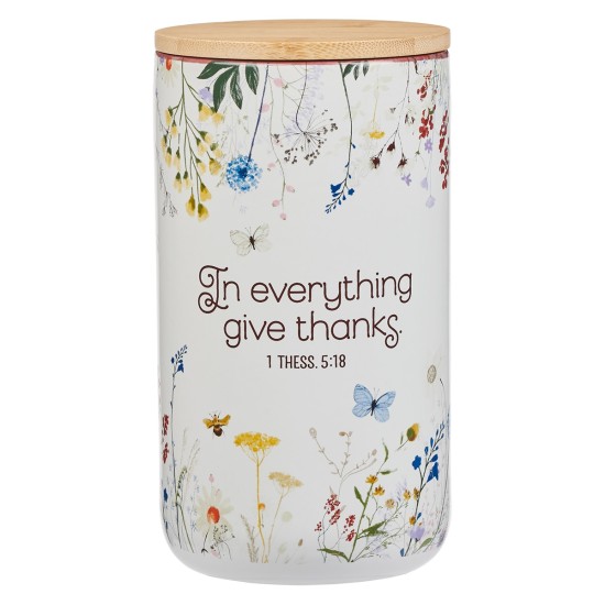 Give Thanks Topsy-Turvy Wildflower Ceramic Gratitude Jar - 1 Thessalonians 5:18 Give Thanks Topsy-Turvy Wildflower Ceramic Gratitude Jar - 1 Thessalonians 5:18