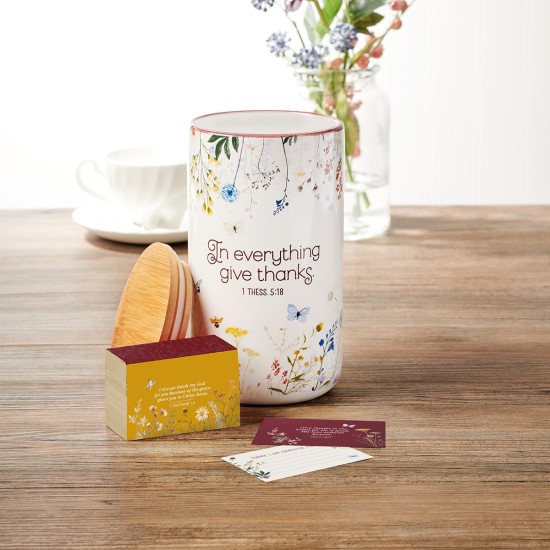 Give Thanks Topsy-Turvy Wildflower Ceramic Gratitude Jar - 1 Thessalonians 5:18 Give Thanks Topsy-Turvy Wildflower Ceramic Gratitude Jar - 1 Thessalonians 5:18