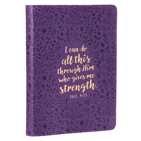I Can Do All This Purple Handy-sized Faux Leather Journal - Philippians 4:13
