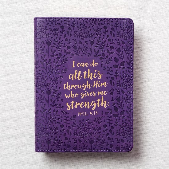 I Can Do All This Purple Handy-sized Faux Leather Journal - Philippians 4:13