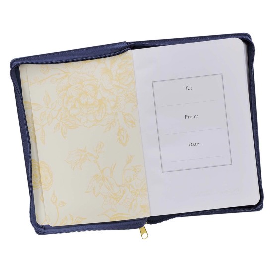 Strength & Dignity Zippered Faux Leather Journal in Navy