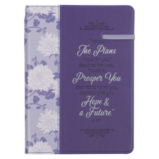 I Know the Plans Purple Floral Classic Journal with Elastic Closure and Pen Holder - Jeremiah 29:11