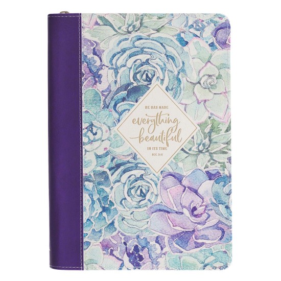 Everything Beautiful Purple Faux Leather Classic Journal with Zipped Closure - Ecclesiastes 3:11