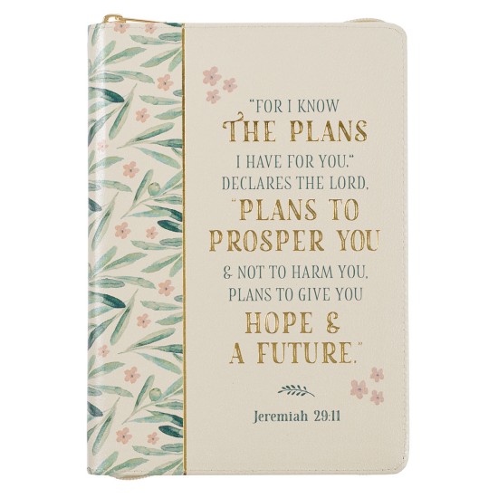 For I Know the Plans Faux Leather Classic Journal with Zipped Closure - Jeremiah 29:11