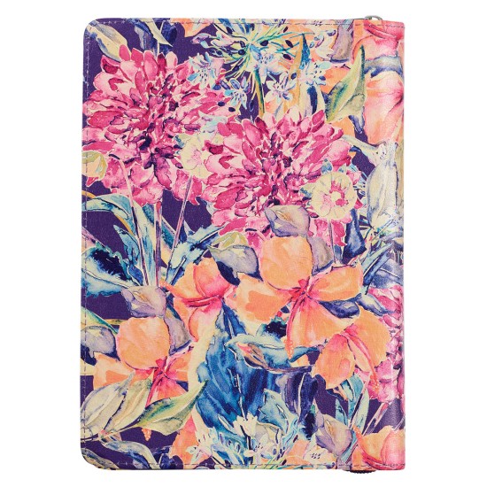 Blessed is the One Floral Faux Leather Classic Journal with Zipped Closure - Jeremiah 17:7