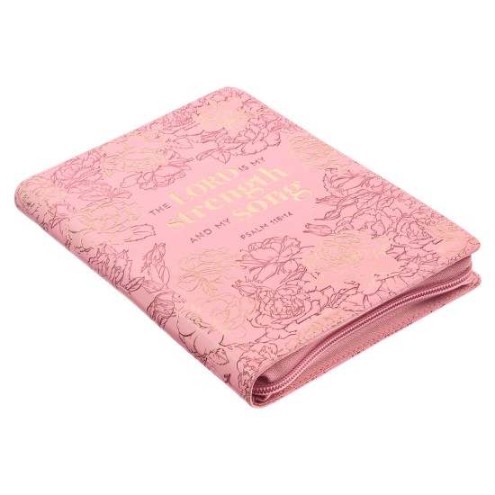My Strength and My Song Pink Faux Leather Classic Journal with Zippered Closure - Psalm 118:14