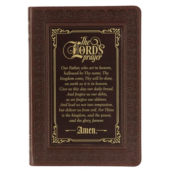 The LORD's Prayer Walnut and Burgundy Faux Leather Classic Journal - Matthew 6:9-13