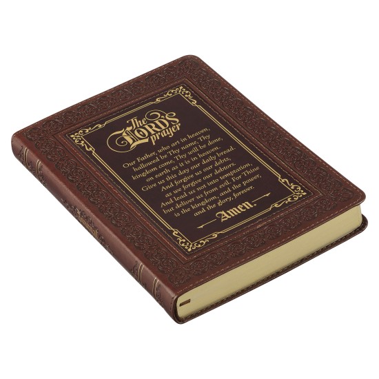 The LORD's Prayer Walnut and Burgundy Faux Leather Classic Journal - Matthew 6:9-13