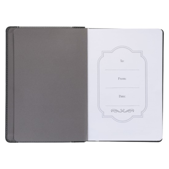 Walk by Faith Black and Gray Faux Leather Classic Journal - 2 Corinthians 5:7