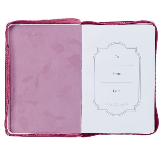 Trust in the Lord Plum Floral Faux Leather Classic Journal with Zipper Closure - Proverbs 3:5