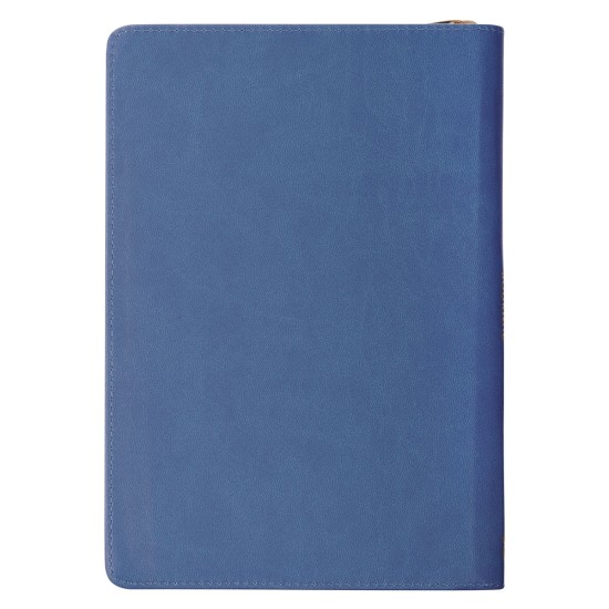Love Blue Floral Tile Faux Leather Journal with Zipper Closure - John 3:16