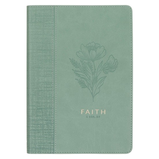 Faith Teal Floral Faux Leather Classic Journal - 2 Corinthians 5:7