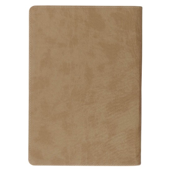 Be Strong and Courageous Lion Tan Faux Leather Journal with Zipper Closure - Joshua 1:9