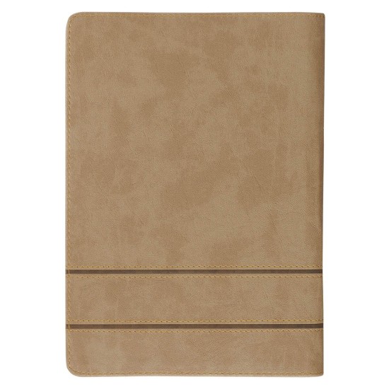 With God All Things Are Possible Tan Faux Leather Journal with Zipper Closure - Matthew 19:26