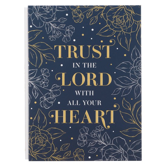 Trust in the LORD Navy Flower Outline Extra Large Quarter-bound Journal - Proverbs 3:5