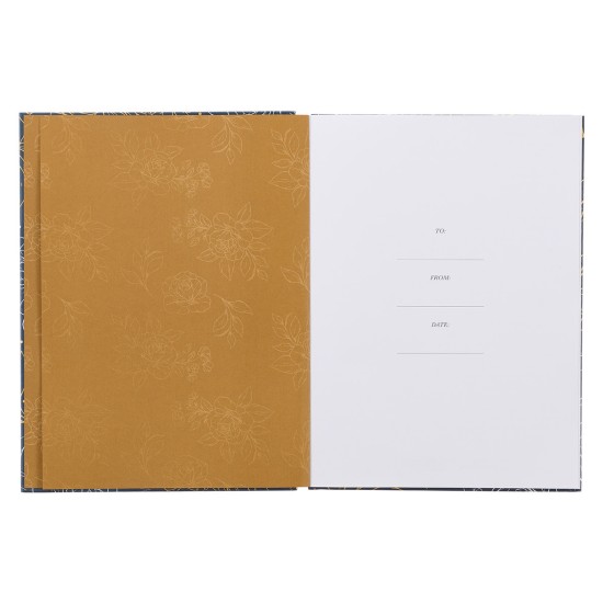 Trust in the LORD Navy Flower Outline Extra Large Quarter-bound Journal - Proverbs 3:5