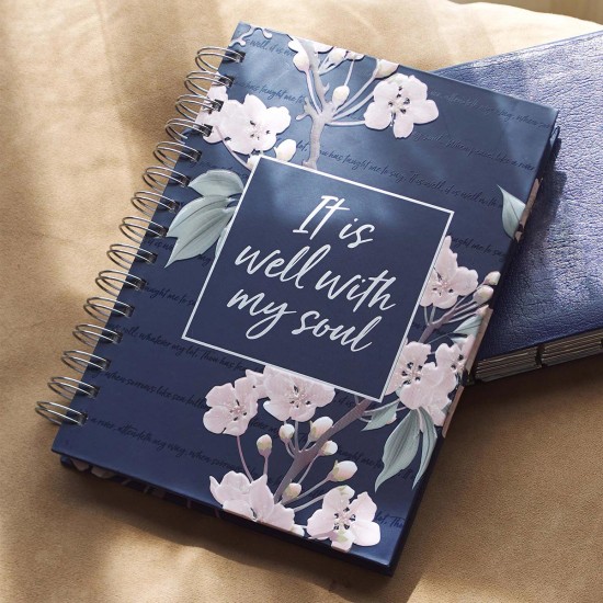 It Is Well Large Wirebound Journal in Navy