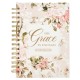 His Grace is Enough Blush Pink Floral Large Spiral Journal - 2 Corinthians 12:9