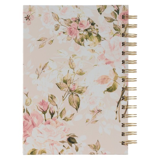 His Grace is Enough Blush Pink Floral Large Spiral Journal - 2 Corinthians 12:9